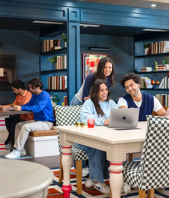 friends studying in a lounge