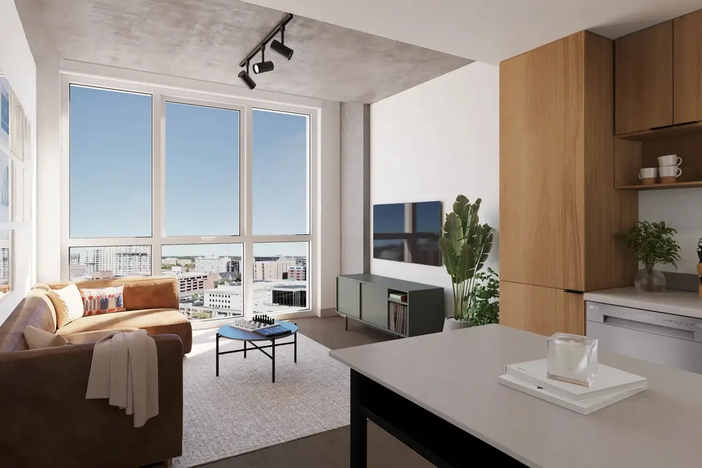 fully furnished apartment living room