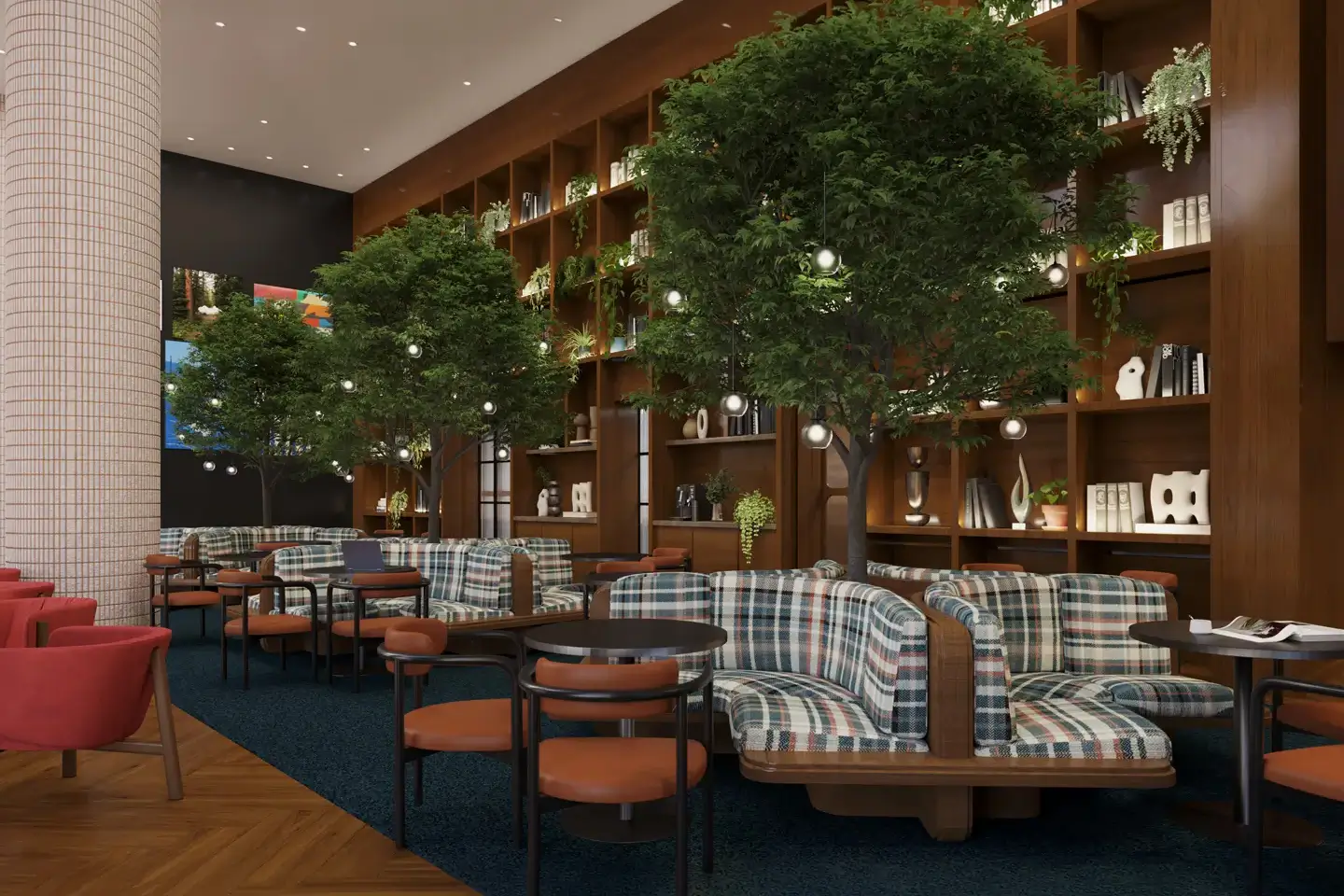 study lounge with individual study tables